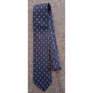 Tie 70s 80s 90s Y2K New Vintage Dimitri Silk Navy Blue Red 3.5 Wide 55 Long